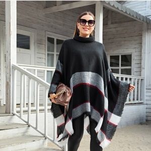 Turtleneck poncho sweater